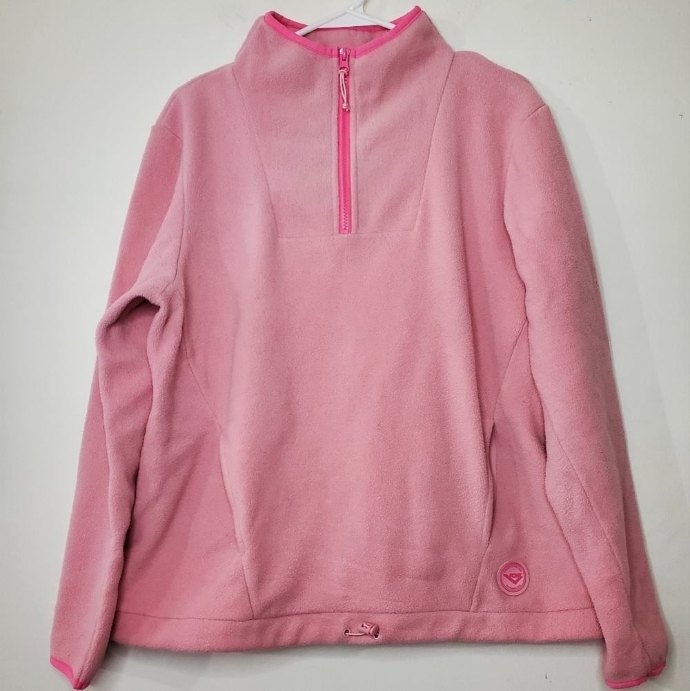 Womens Pony Pink Quarter Zip Fleece Pullover Size Extra Large